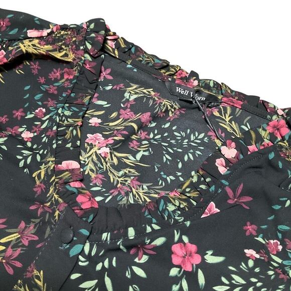 Well Worn Women's Floral Button Front Blouse Size 3X NWT - Picture 8 of 12